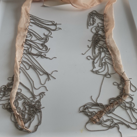 NWT Silk Metal Fringe Scarf - Picture 7 of 11